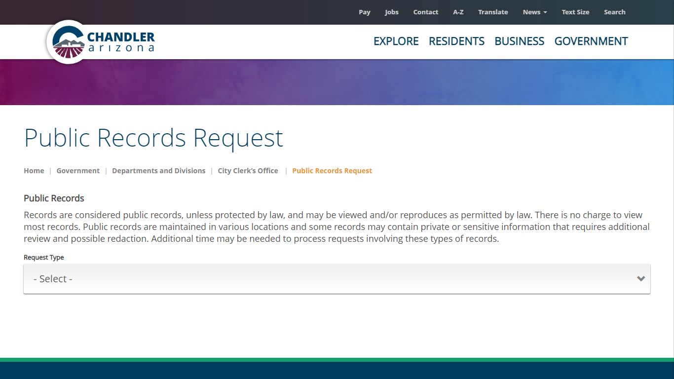 Public Records Request | City of Chandler