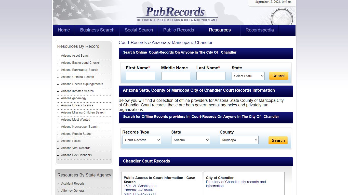 Chandler, Maricopa County, Arizona Court Records - Pubrecords.com